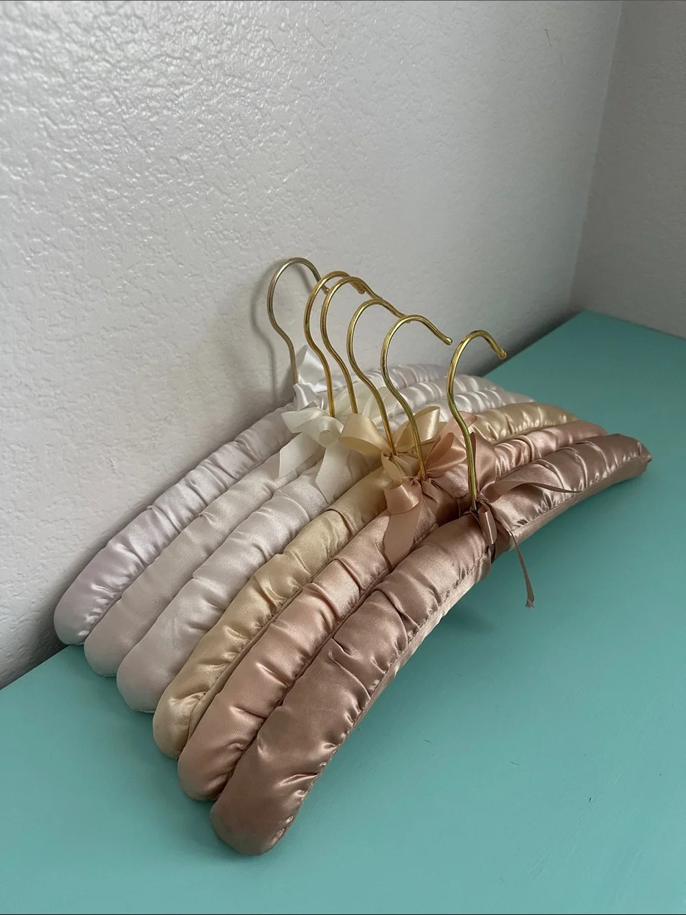 Satin padded heavy duty hangers-set of 6ct. in natural ombré colors-brand new.